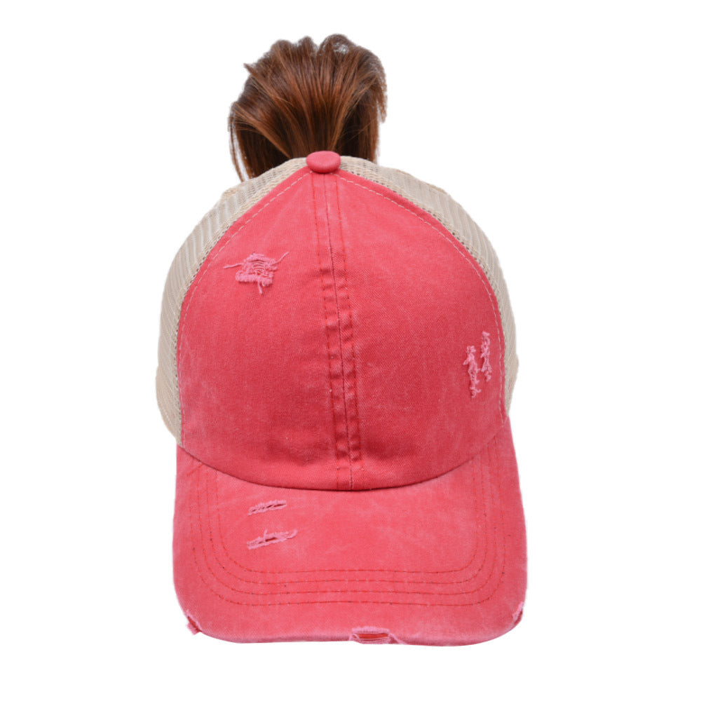 Wholesale Washed Cross Ponytail Fashionable Outdoor Sun Shading Duckbill Hat