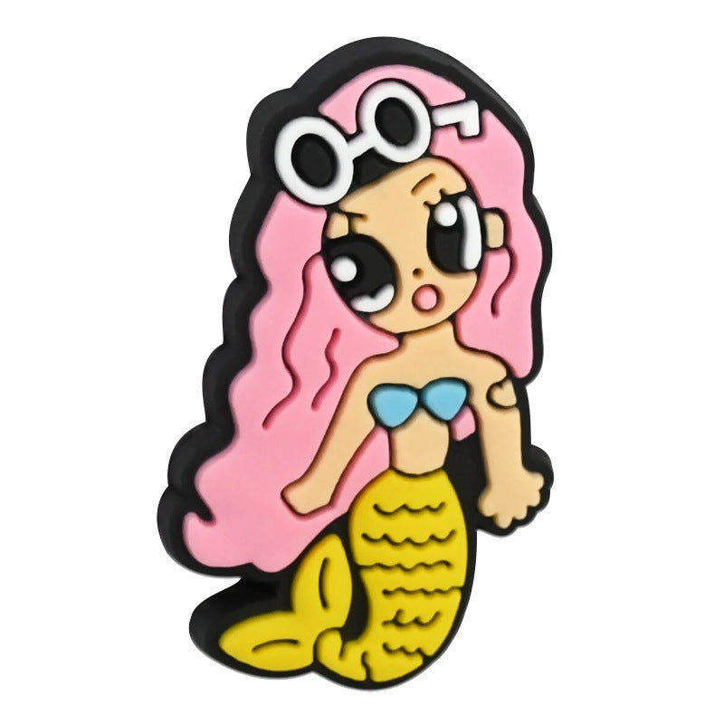 Wholesale Random 100pcs Cartoon Charred Bead DIY Soft Gel Perforated Thick Patch Beads