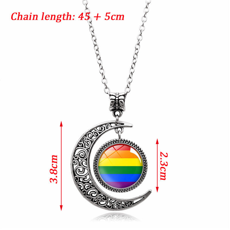 Wholesale Rainbow Moon Pendant Necklaces