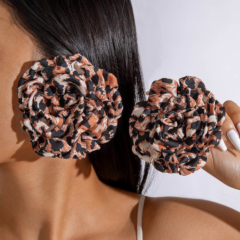 Wholesale Colorful leopard print fabric earrings