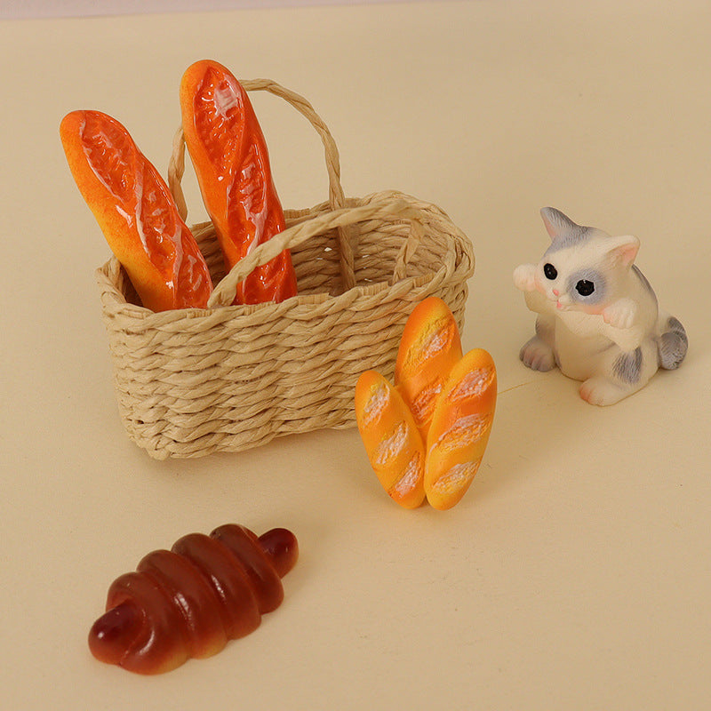 Wholesale Miniature food toys mini bread weaving basket Doll Accessories
