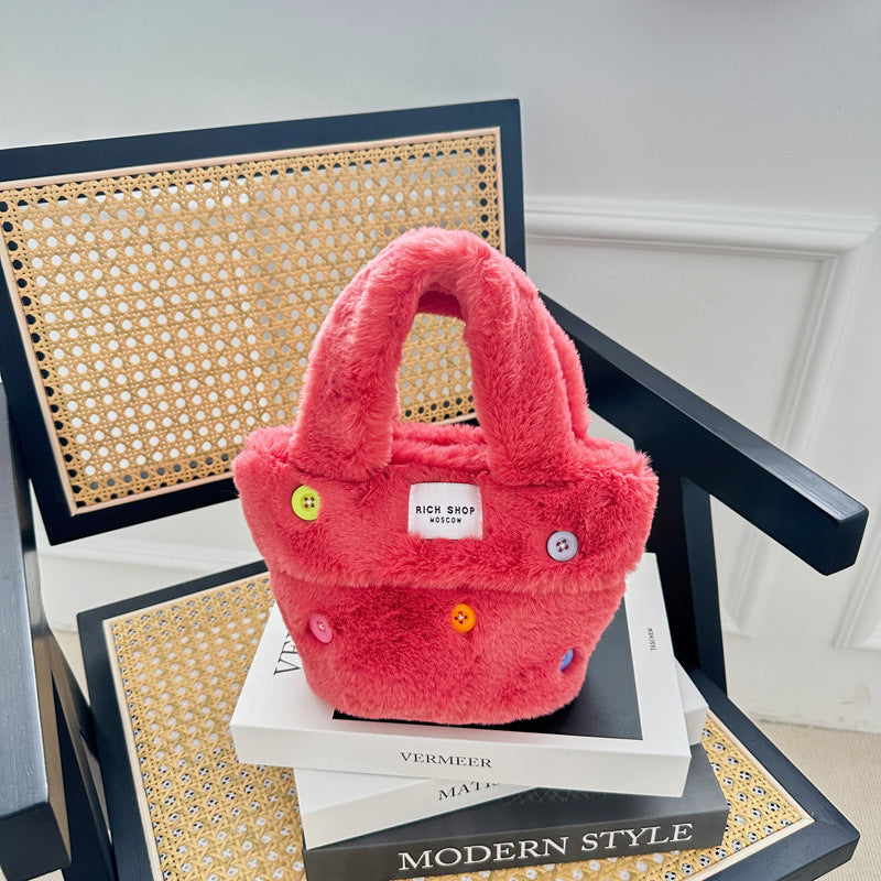 Wholesale Colored Plush Bags Bucket Bags Children's Crossbody Bags
