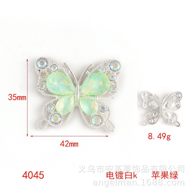 Wholesale Single-sided alloy diamond butterfly DIY beads
