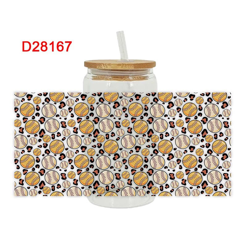 Wholesale Baseball rugby helmet sports 16oz Cup UV DTF Wraps