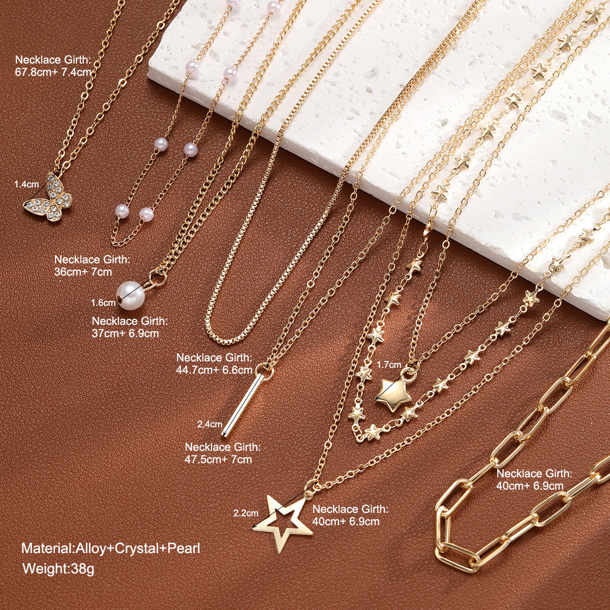 Wholesale Five-pointed star butterfly necklace set