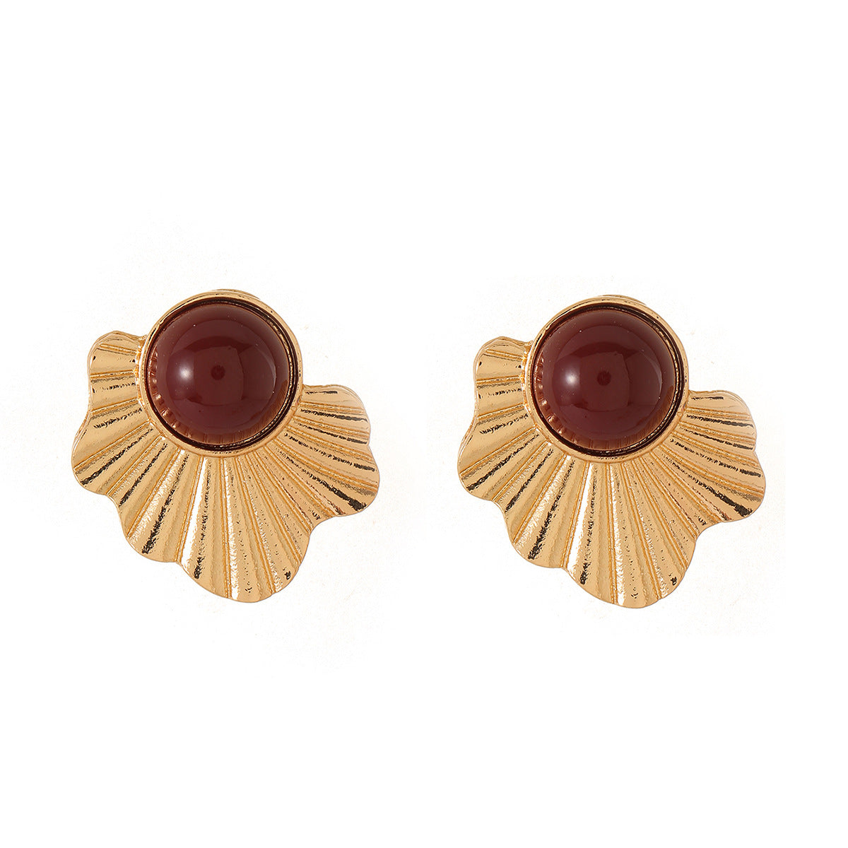 Wholesale Red round shaped alien sun ray earrings