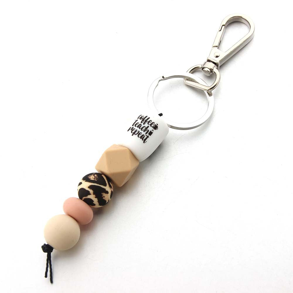 Wholesale Silicone Beads Western Style Leopard Print Keychain