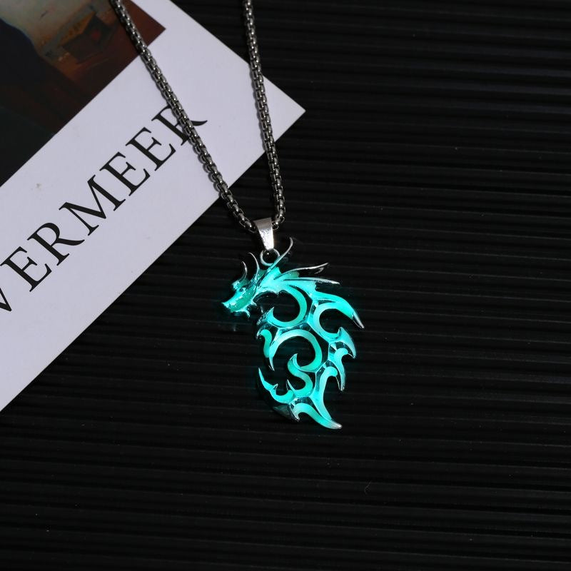Wholesale Flame Dragon Wolf King Hip-Hop Personality Disco Design Couple Necklace