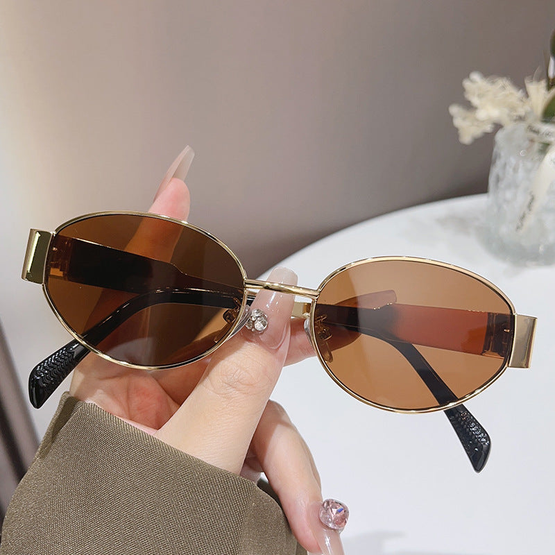 Wholesale Oval Metal Large Frame Sunglasses