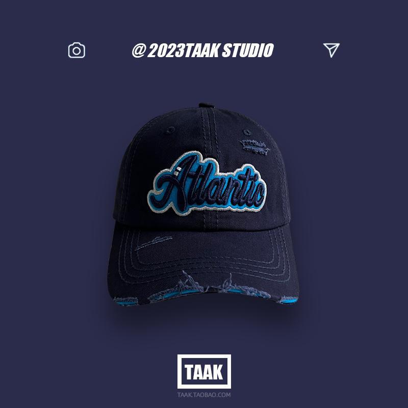 Wholesale Washed denim ripped baseball cap for women summer all-match street letter embroidered cap