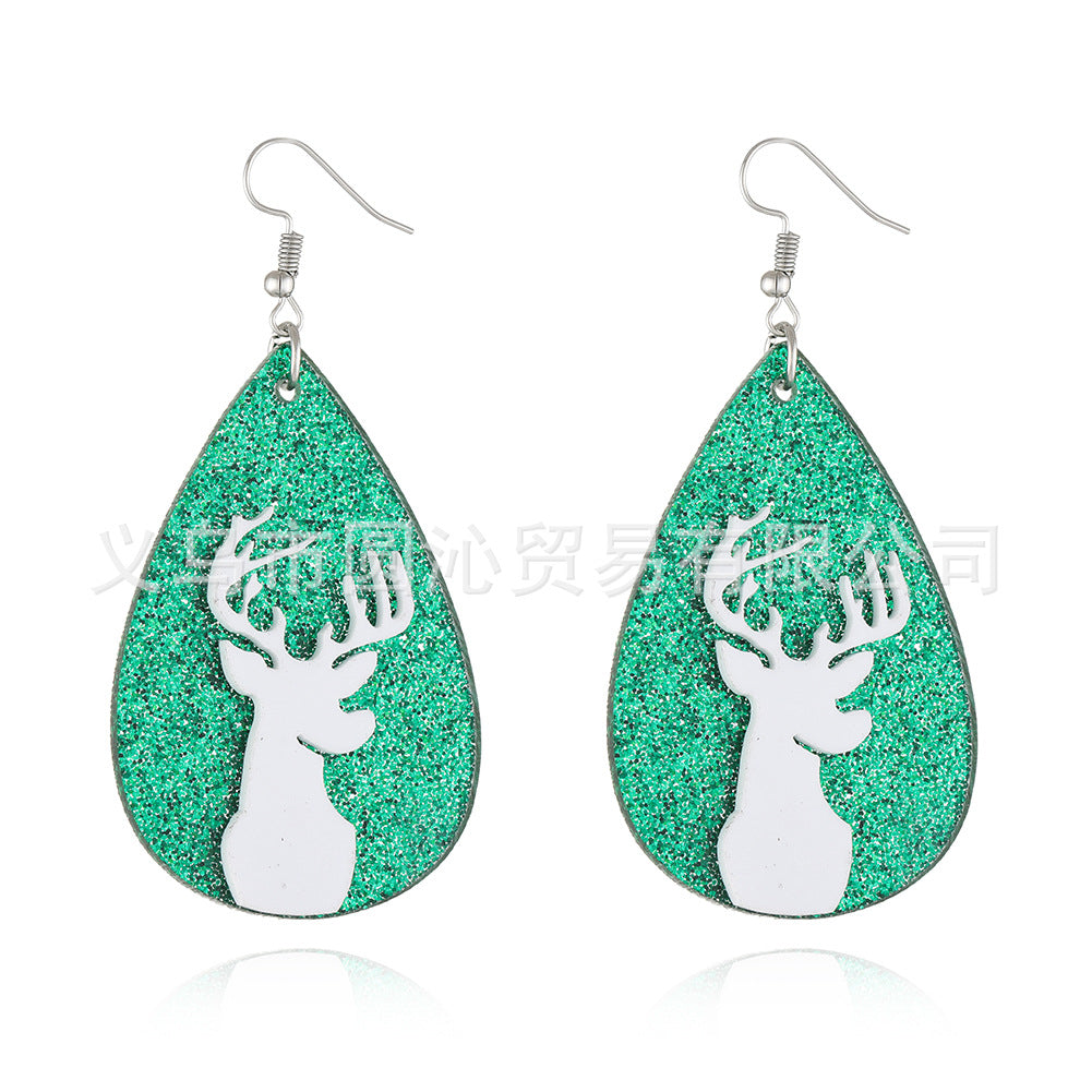Wholesale Christmas s925 Silver Needle Acrylic Elk Snowman Earrings