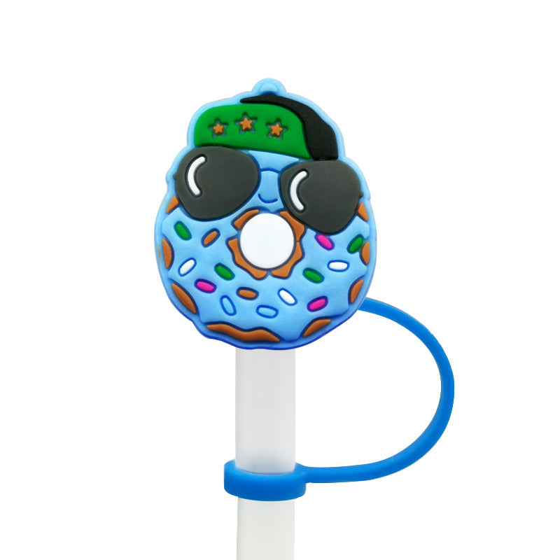 Wholesale 10pcs Donut Straw Cover Straw Cap Silicone Dust Plug