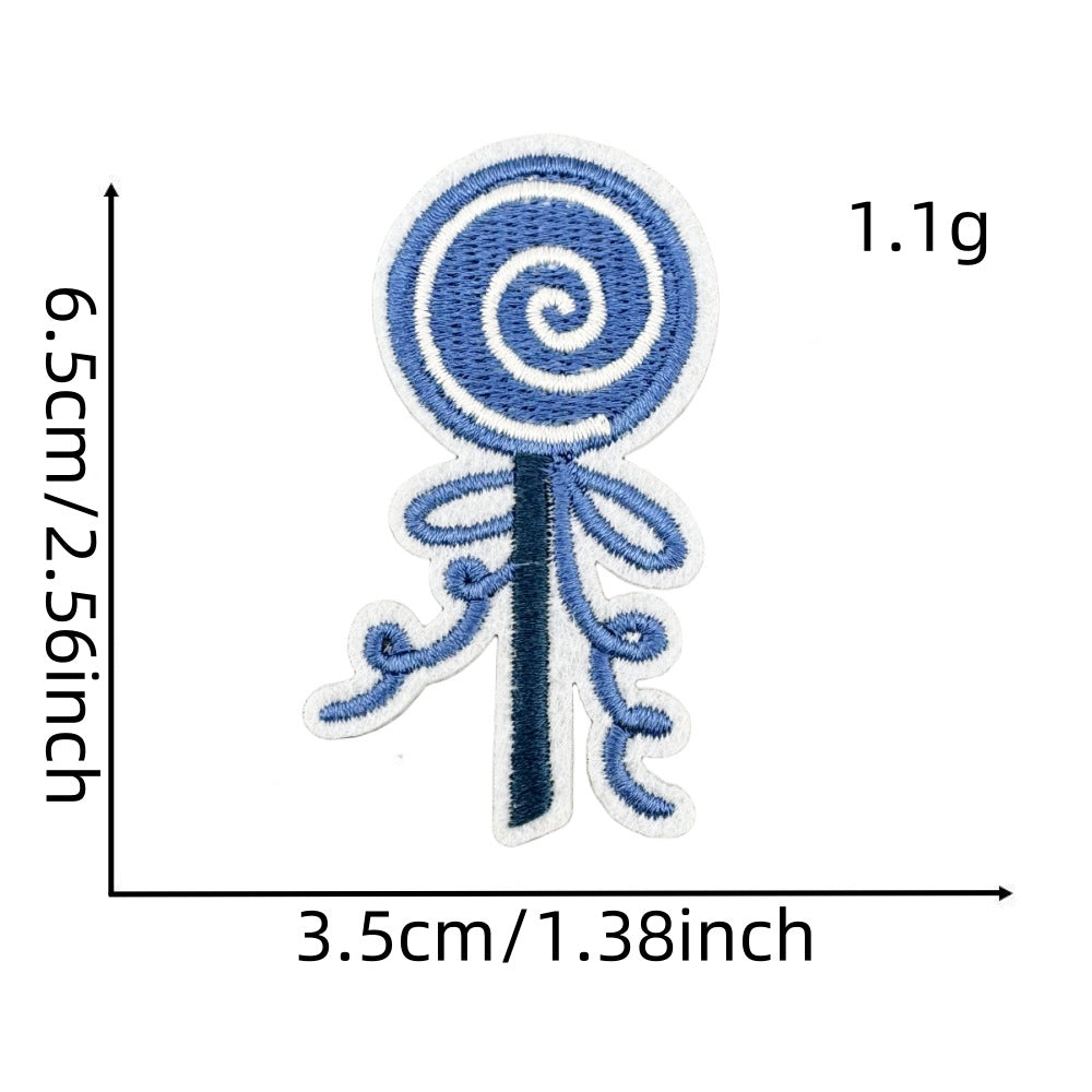 Wholesale Chic Blue Doodle Christmas Embroidery Patches Clothing Applique Stickers DIY Fashion Accessory Gift
