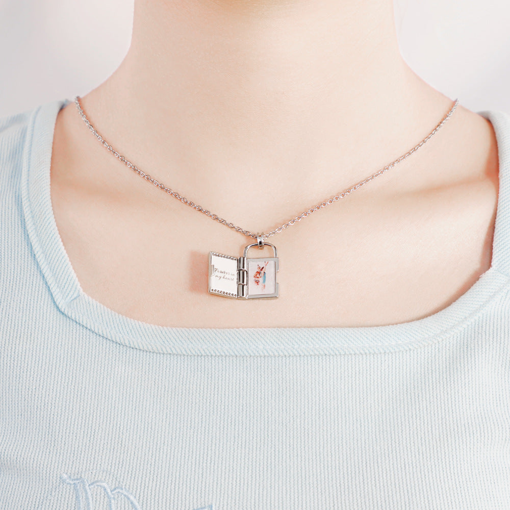 Wholesale color printing can open photo frame necklace