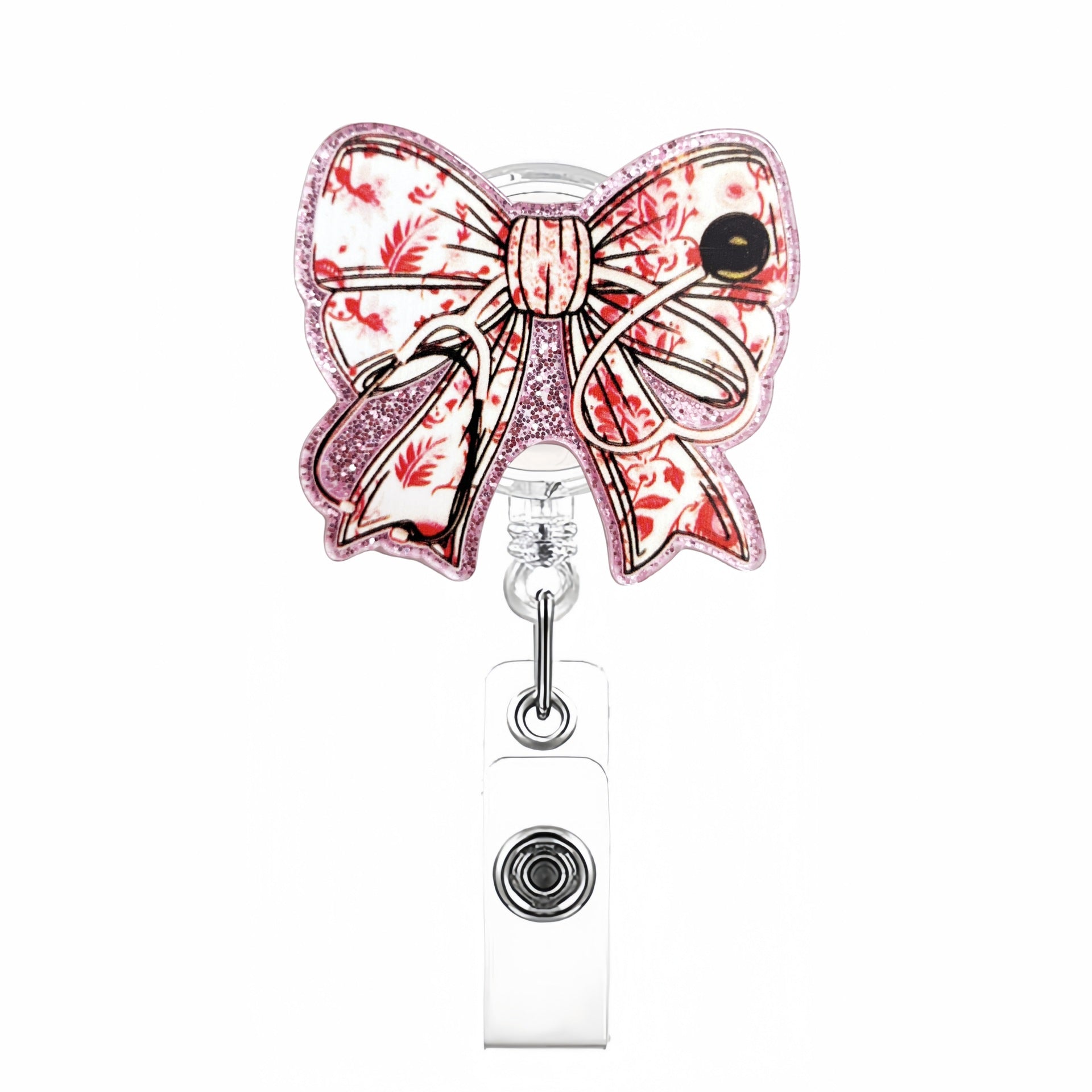 Wholesale New Flash Point Acrylic Creative Bow Doctor Nurse Student ID Easy Pull Buckle Telescopic Badge Clip
