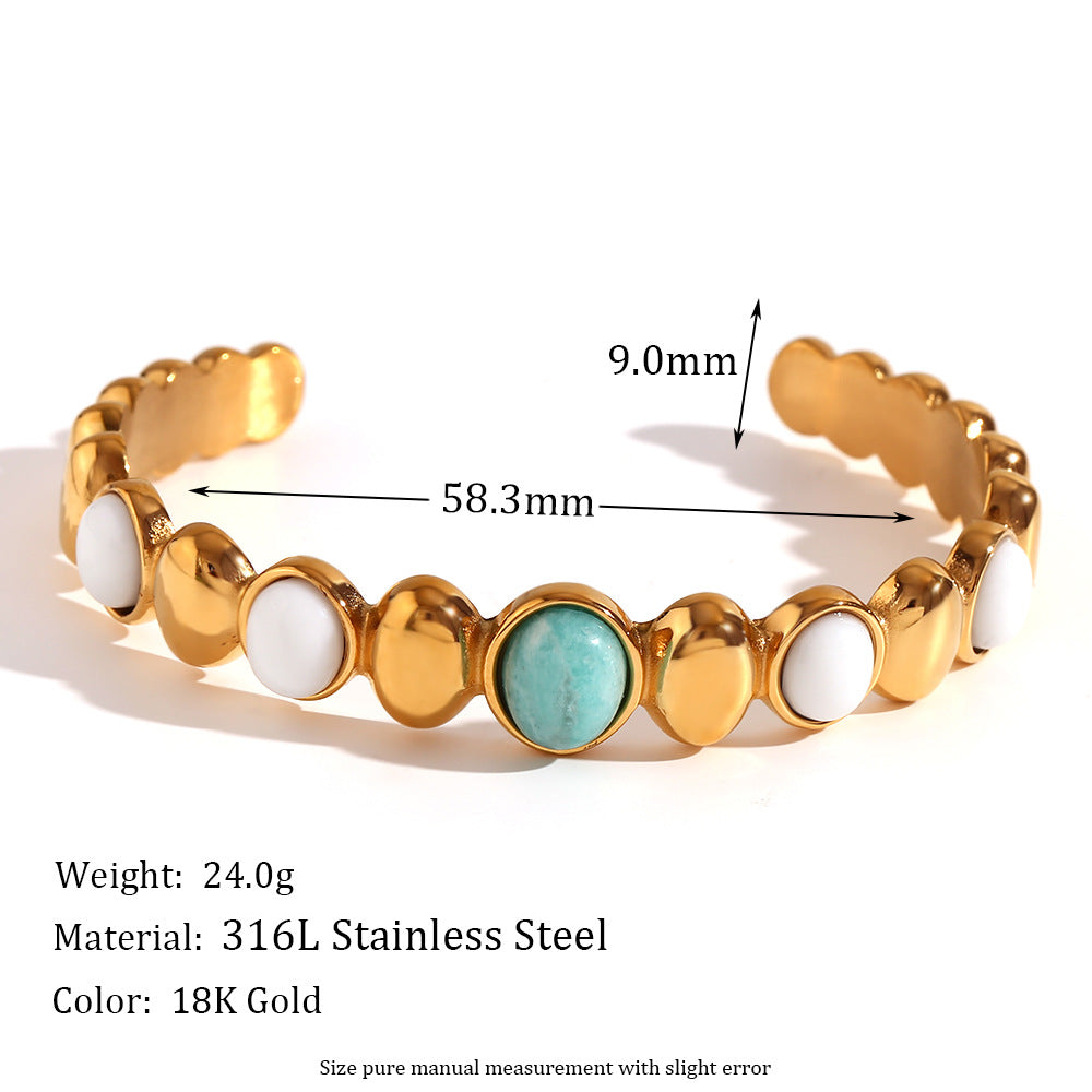 Wholesale Gold micro-inlaid natural stone devil's eye Stainless Steel Bracelets