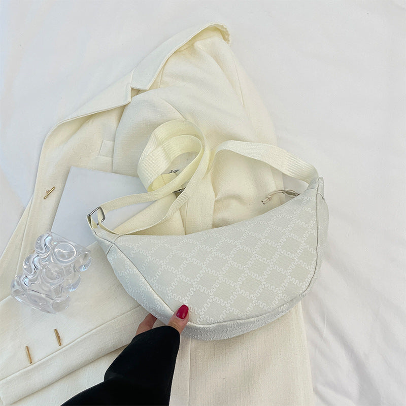 Wholesale Canvas Lingge Crossbody Bag Leisure Dumpling Bun