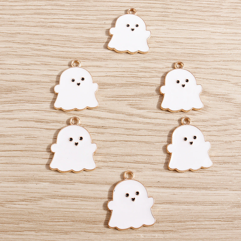 Wholesale 10pcs/pack Alloy Drip Oil Accessories Halloween Ghost Doll Pendants