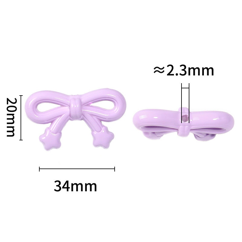 Wholesale  Random 100pcs/pack  Macaron-colored star and bow vertical hole beads Acrylic Beads