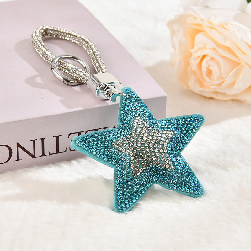 Wholesale Colorful cartoon pentagram diamond studded keychain