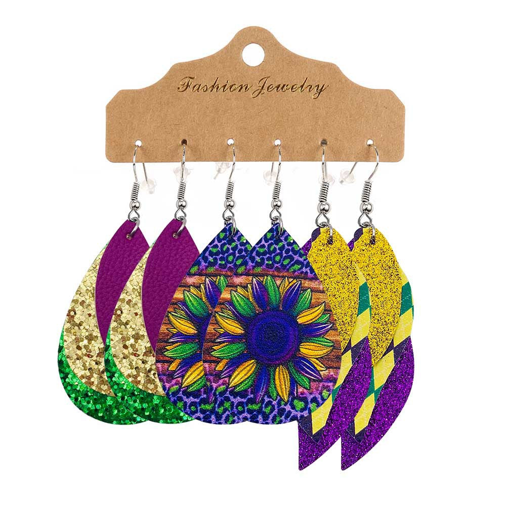 Pendientes al por mayor de cuero festivo de múltiples capas