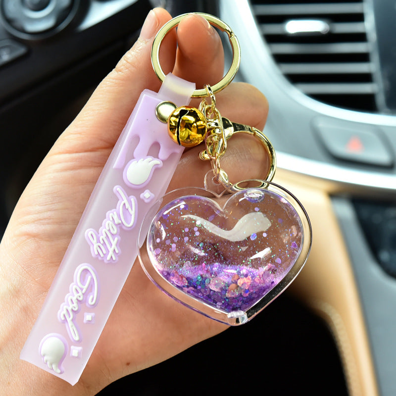 Wholesale Quicksand Love Acrylic Keychain