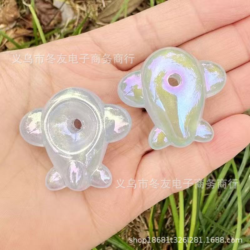 Wholesale 20pcs/pack Acrylic Beads with iridescent UV glitter starry sky effect straight holes.