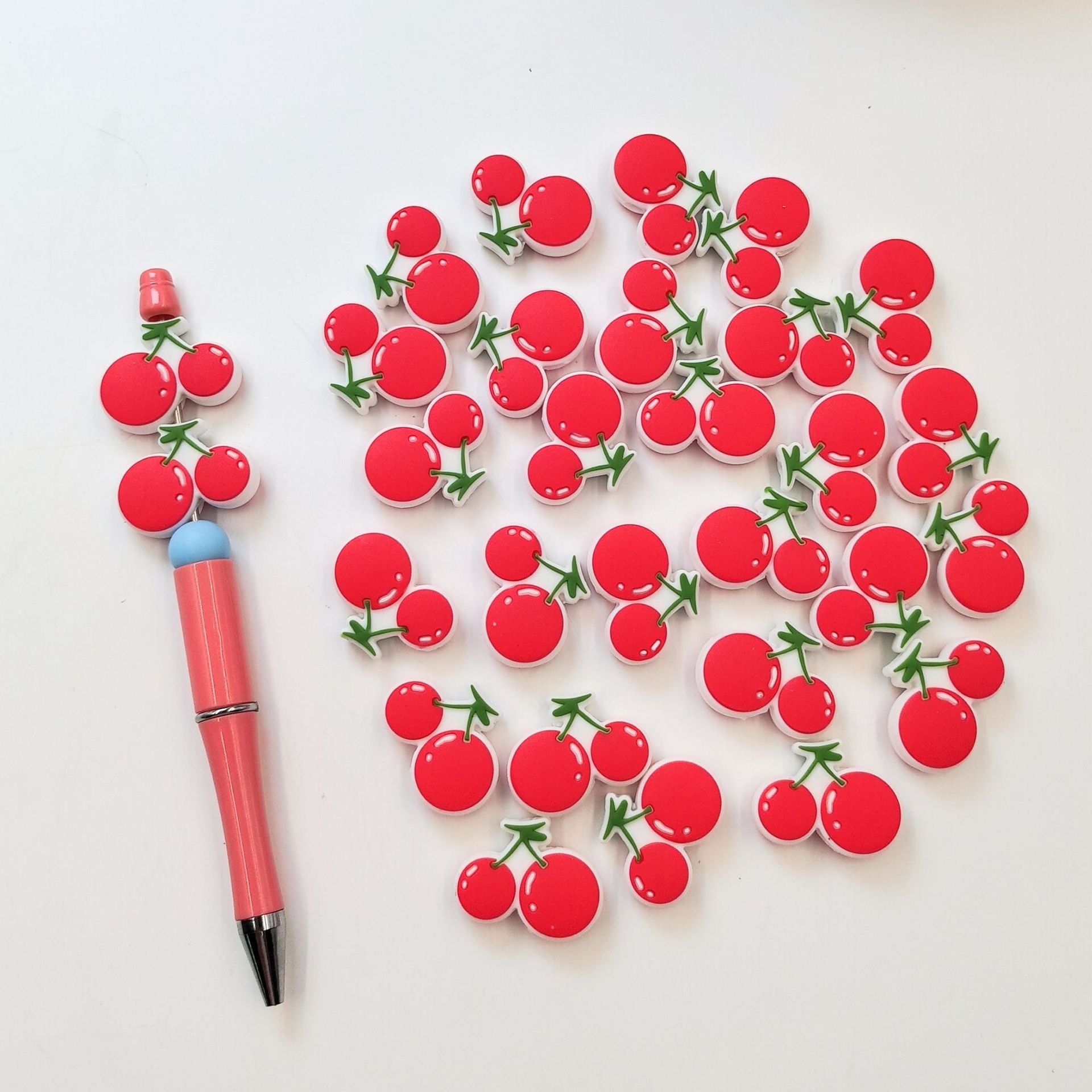Wholesale 10PCS Silicone Cartoon Cherry Pattern Beads