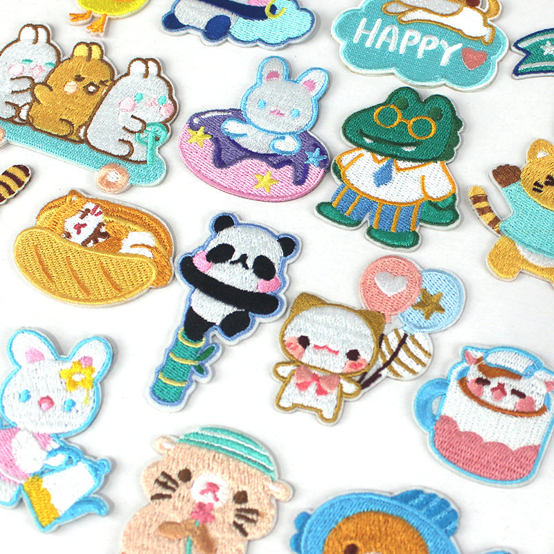Wholesale Cute Cartoon Embroidered Cloth Patches Self Adhesive Badges For Coat Decoration DIY Craft Supply Gift