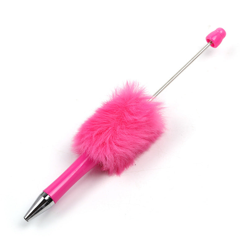 Wholesale 5pcs Creative DIY Plush Multi colored Ball Beads Plastic Rotating Ballpoint Pen