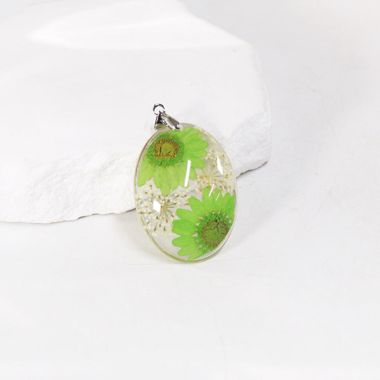 Wholesale 6pcs Resin Dried Flower Real Flower Pendant Necklace Earring Accessories