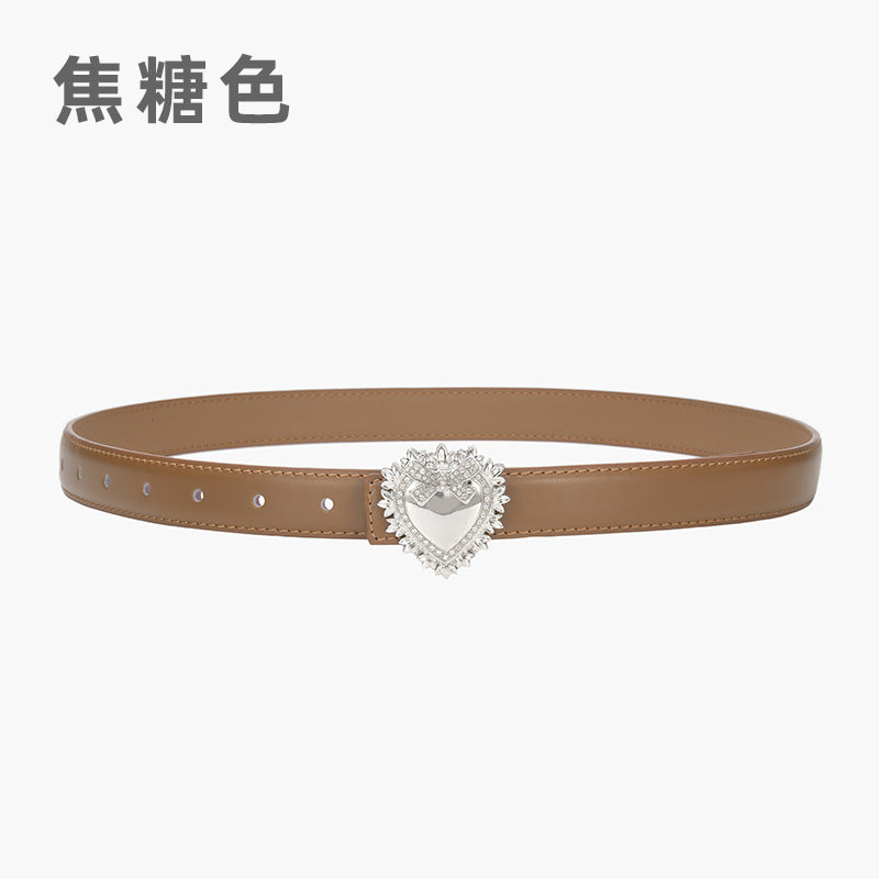 Wholesale Silver Love Buckle Genuine Leather Belt