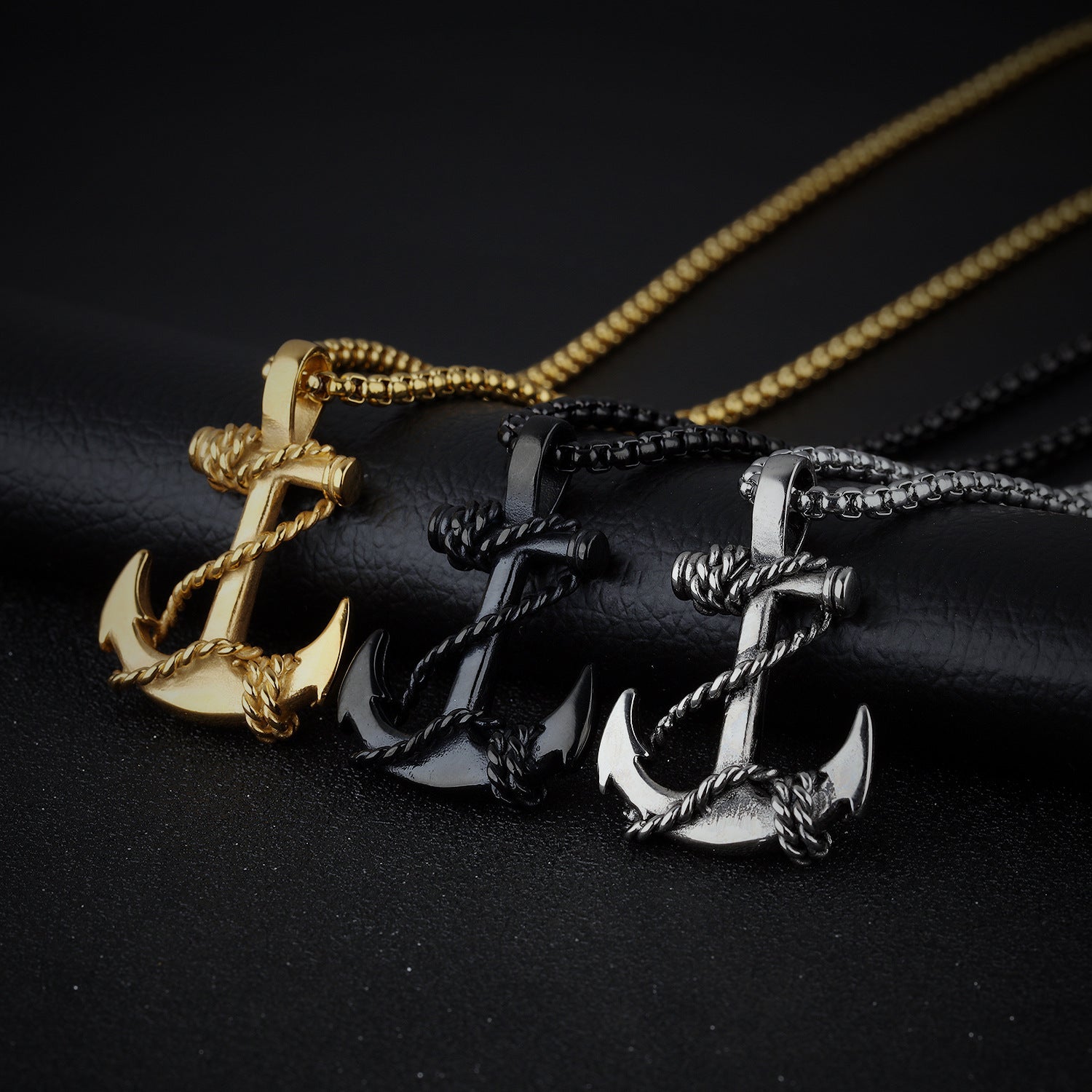 Wholesale Anchor Pendant Hip Hop Titanium Steel Men's Necklace