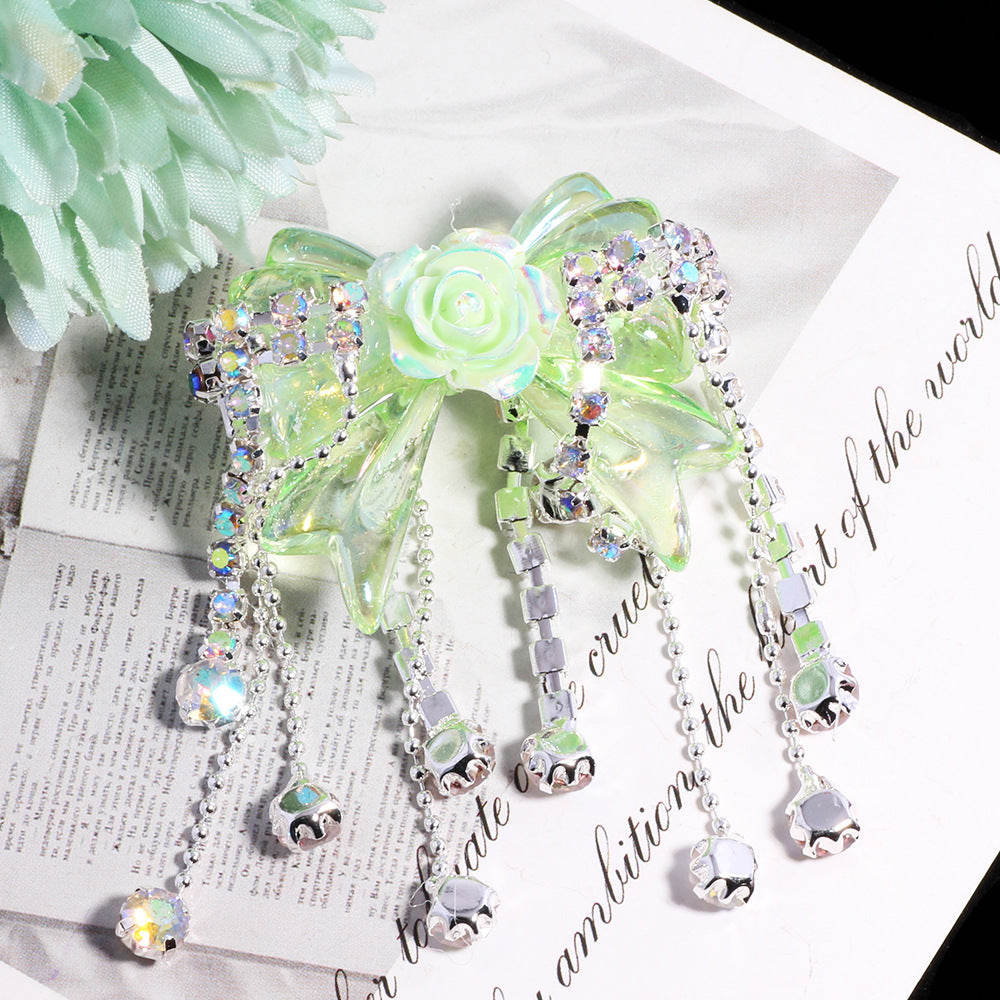 Wholesale 3pcs Colorful tassel bow acrylic straight hole Acrylic Beads