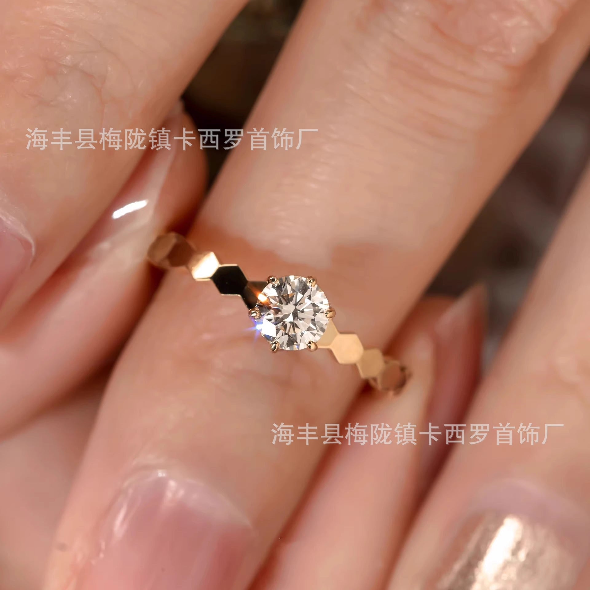 Wholesale Plated 18k Rose Gold Diamond Couple Ring