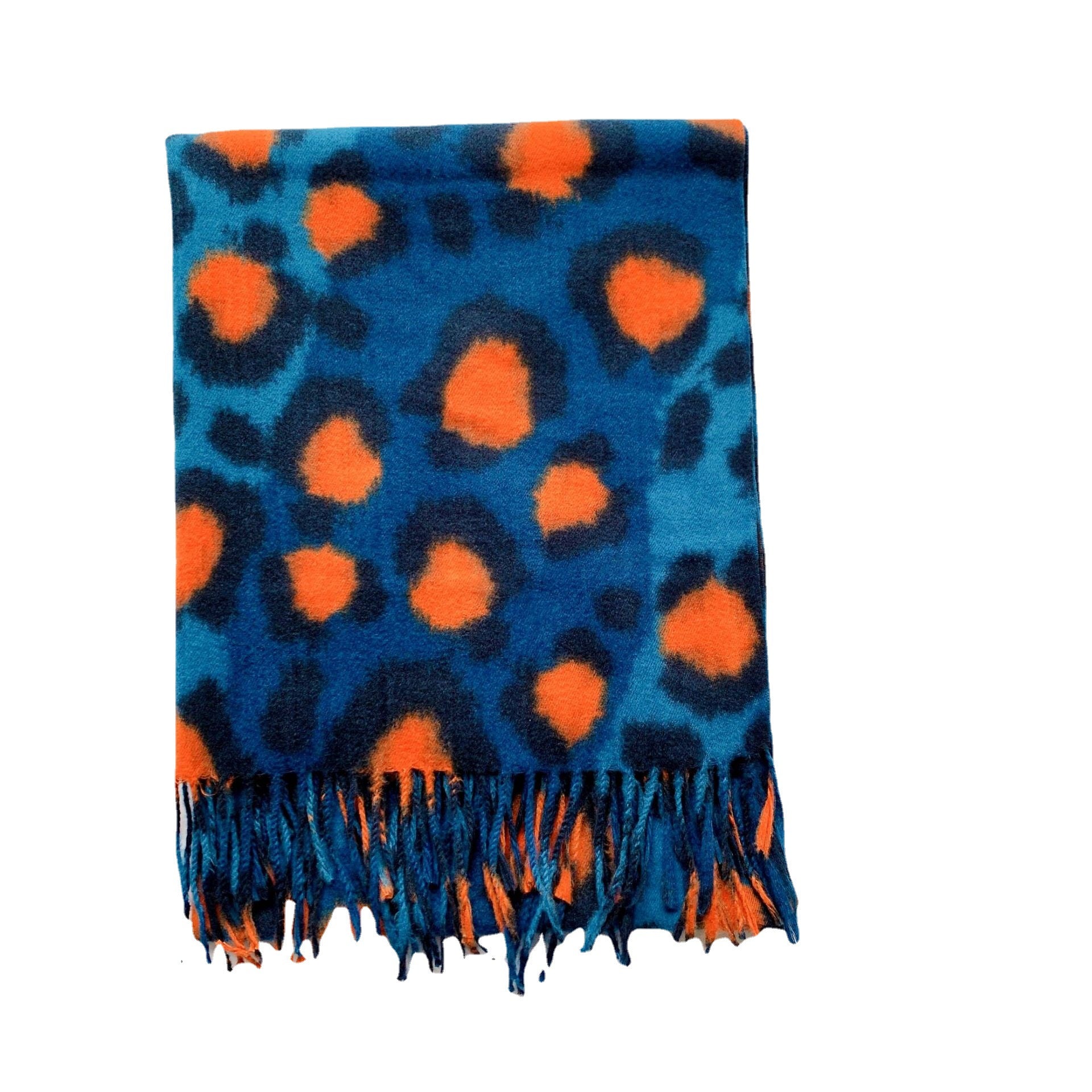 Wholesale Autumn and Winter Tassel Bright Color Splicing Leopard Print Imitation Cashmere Scarf