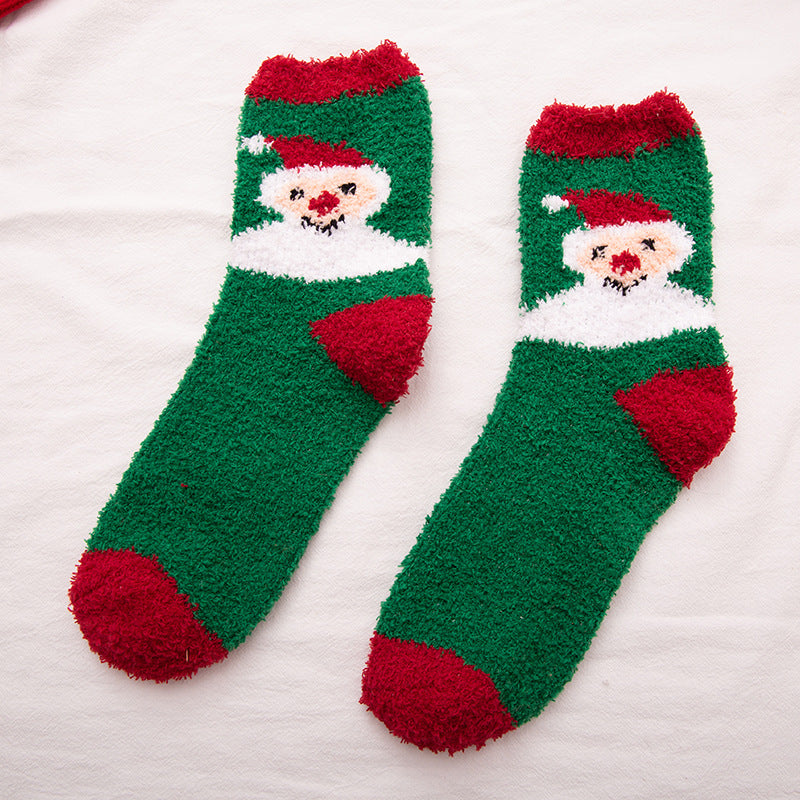 Wholesale Christmas Winter Women's Home Coral Plush Thick Sleeping Socks