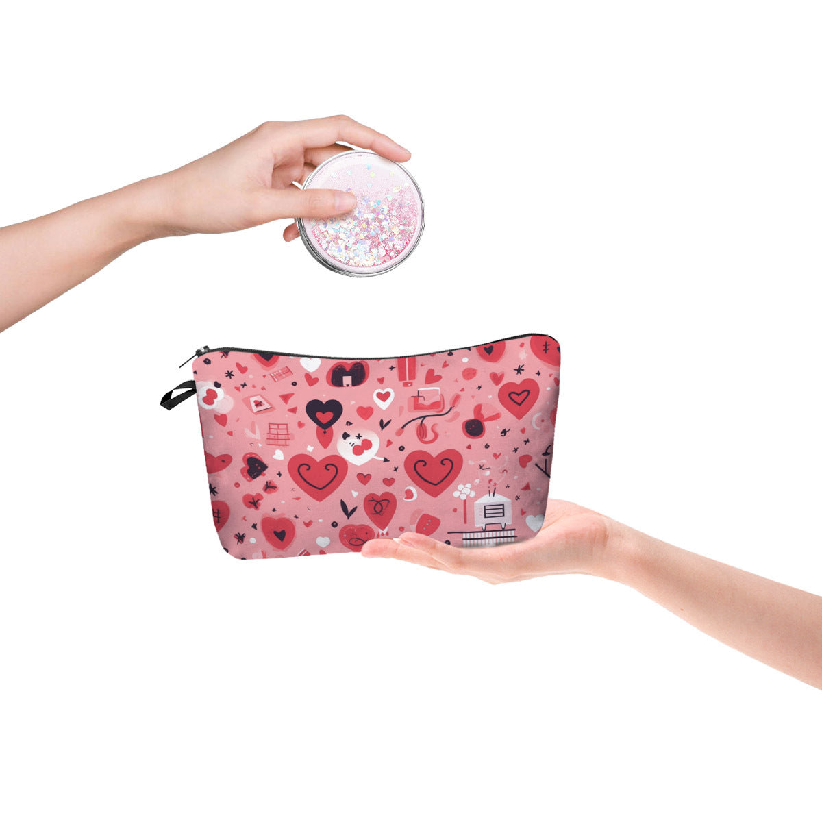 Wholesale Valentine's Day Love Printed Polyester Makeup Bag