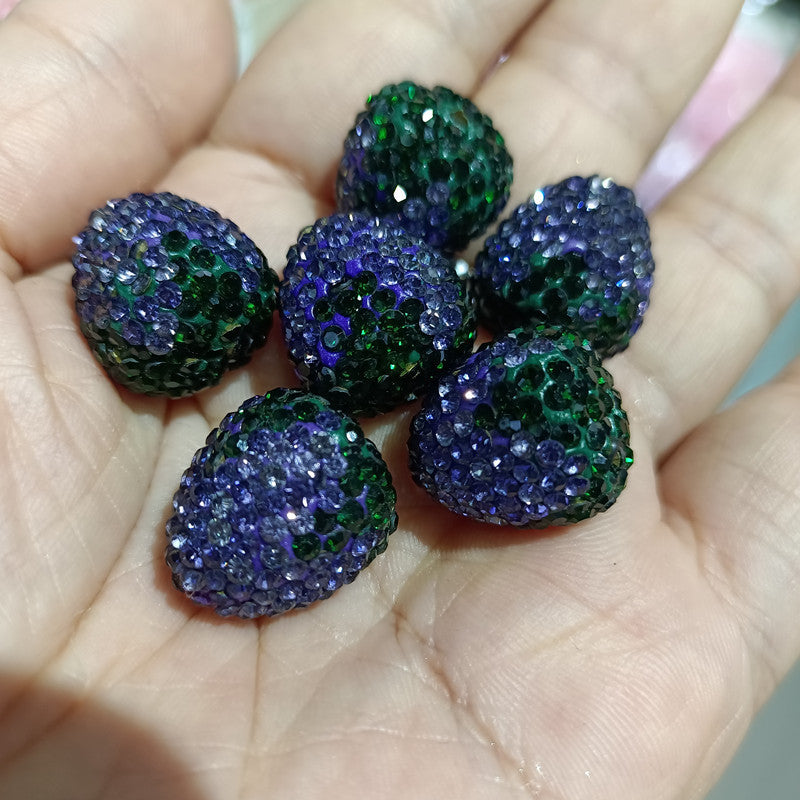 Wholesale 100PCS Acrylic Full Diamond Vertical Hole Strawberry Beads