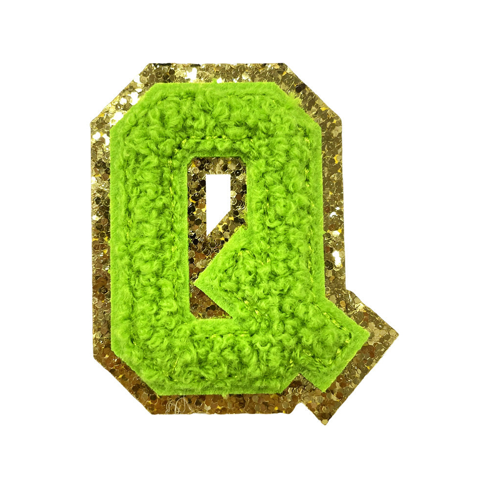 Wholesale Gold Glitter A Z Letter Patches Towel Embroidery Appliques Self Adhesive For Coats Stylish DIY Fashion Accessory