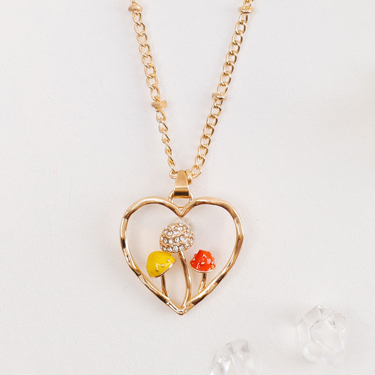 Wholesale Drip Oil Diamond Mushroom Necklace Collar Chain