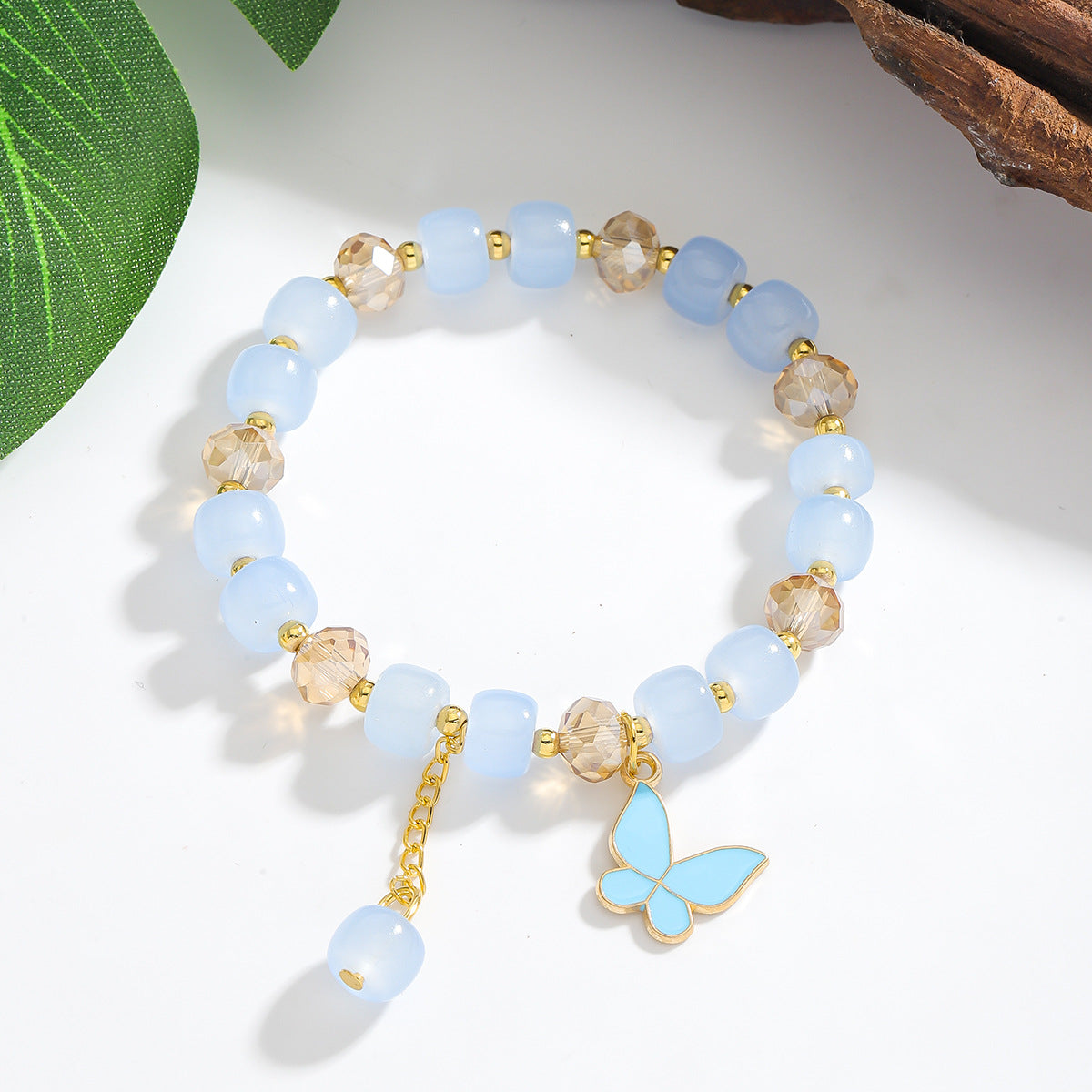 Wholesale Arrival Glass Abacus Handmade Woven Butterfly Pendant Colorful Beads Bracelet Jewelry