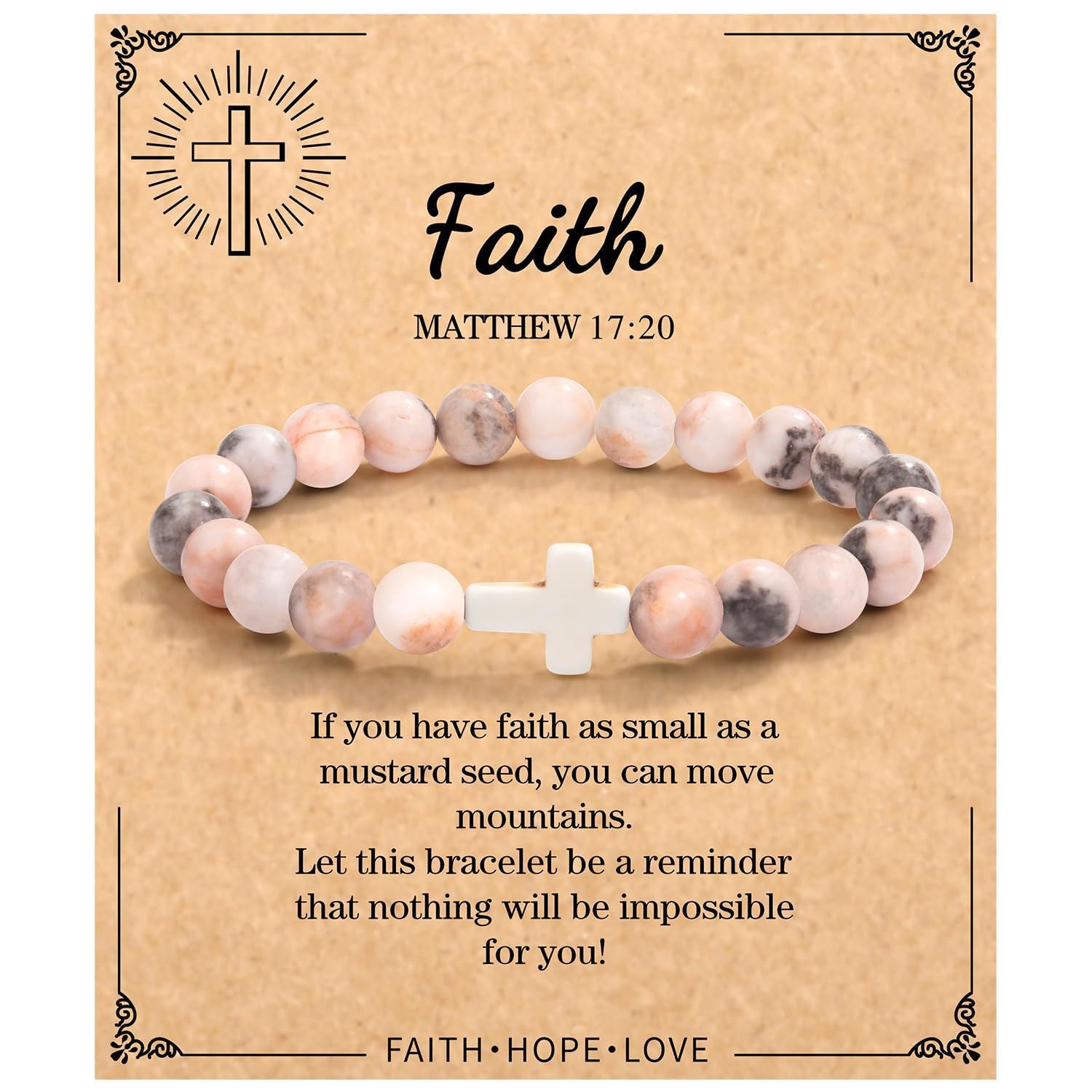 Wholesale Pink Zebra Stripe Amethyst Cross Bracelet