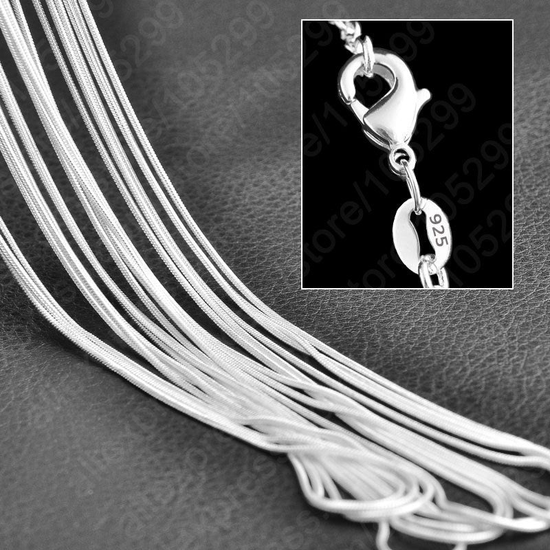 Wholesale 1MM snake bone chain silver-plated necklace