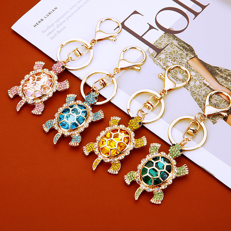 Wholesale Fashion Metal Crystal Turtle Keychain Car Key Accessory Gift For Men Women