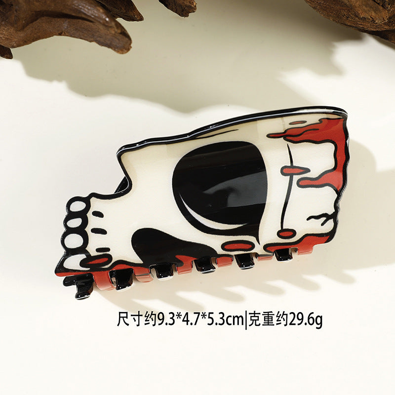 Wholesale Trendy Acrylic  Shark Hair Clip Ghost Face Clown Design Boutique Resale Accessory