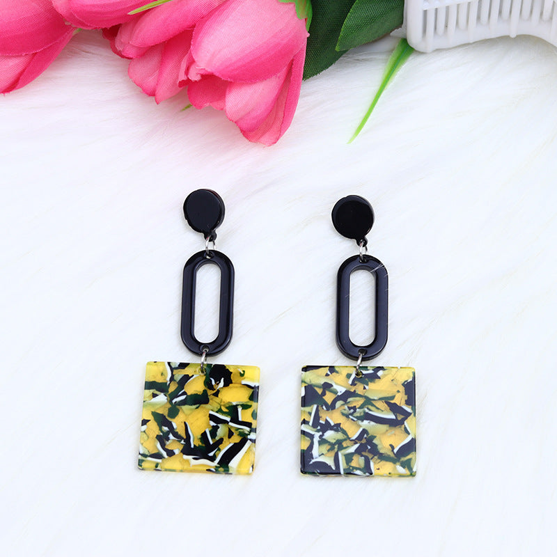 Wholesale Colorful square long acrylic earrings