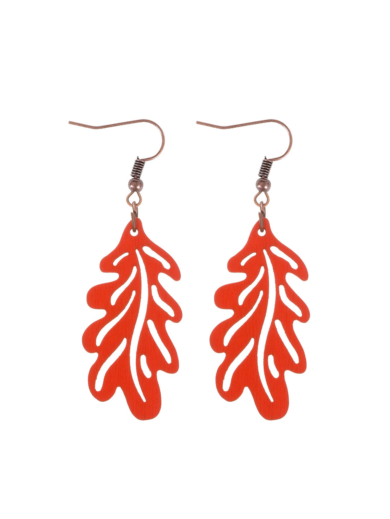 Wholesale Hollow Wooden Squirrel Maple Leaf Personalized Retro Ethnic Style Earrings