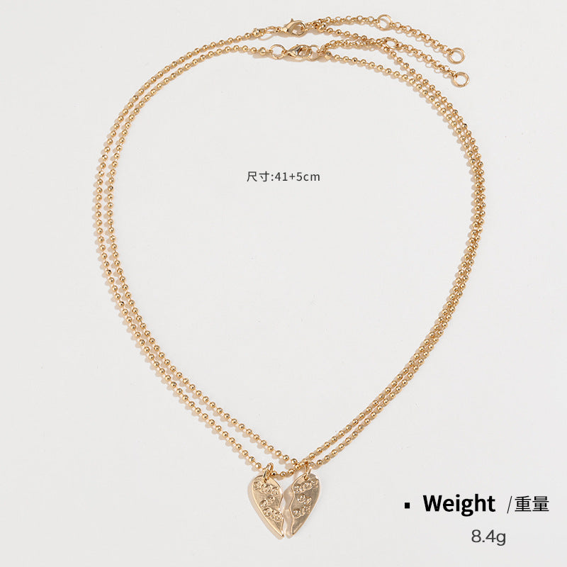 Wholesale 10PCS Valentine's Day Double Layer Love Letter Necklace