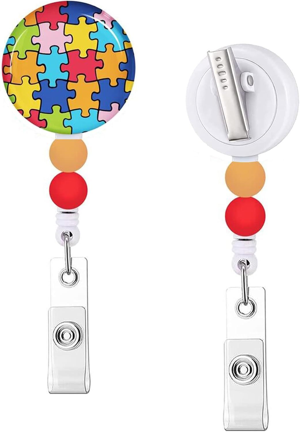 Wholesale Rainbow Devil Eye Autism Badge Scroll Retractable Keychain